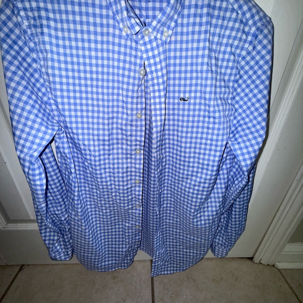 Vineyard Vines Light Blue Gingham Button-Down Shirt